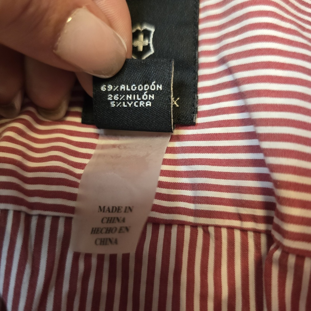 Victorinox Vertical Striped Tailored Fit Red/White Button Down Long Sleeve Shirt - Picture 5 of 13